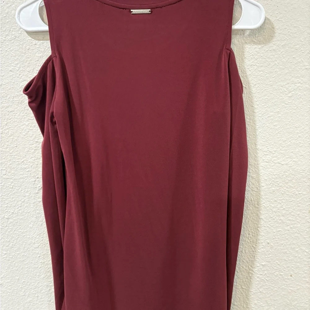Michael Kors Red Maroon Long Sleeve Cold Shoulder Top Women XS